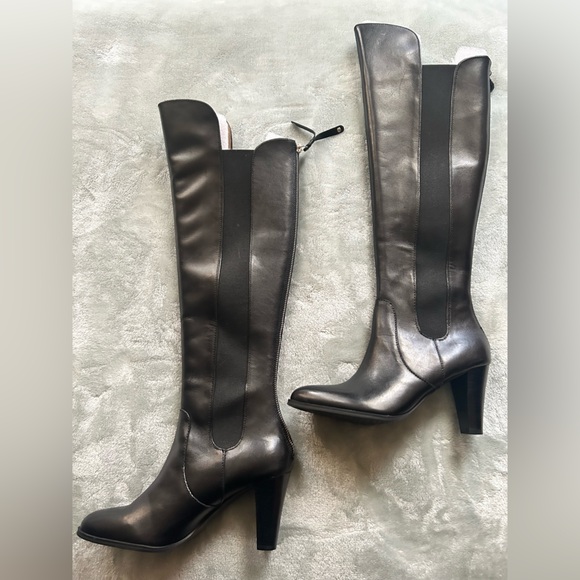 Adrienne Vittadini Tex Over-the-Knee Black Leather Boots Women’s 7M, New - Picture 5 of 5